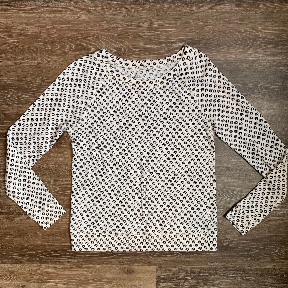 Ann Taylor LOFT black and cream leopard sweater S
